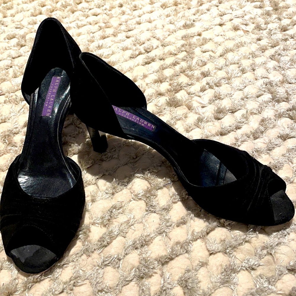 Ralph Lauren Collection Black Suede Heels
